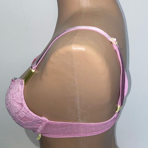 Victoria's Secret Women's Pink Floral Lace Underwired Push Up Bra Size 34B - Picture 3 of 5